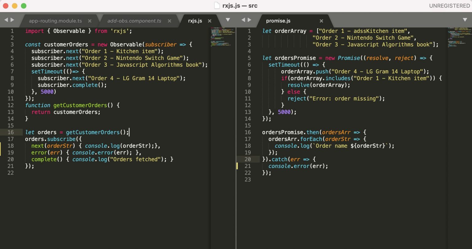 RxJS Observables vs Javascript Promise - My Day To-Do